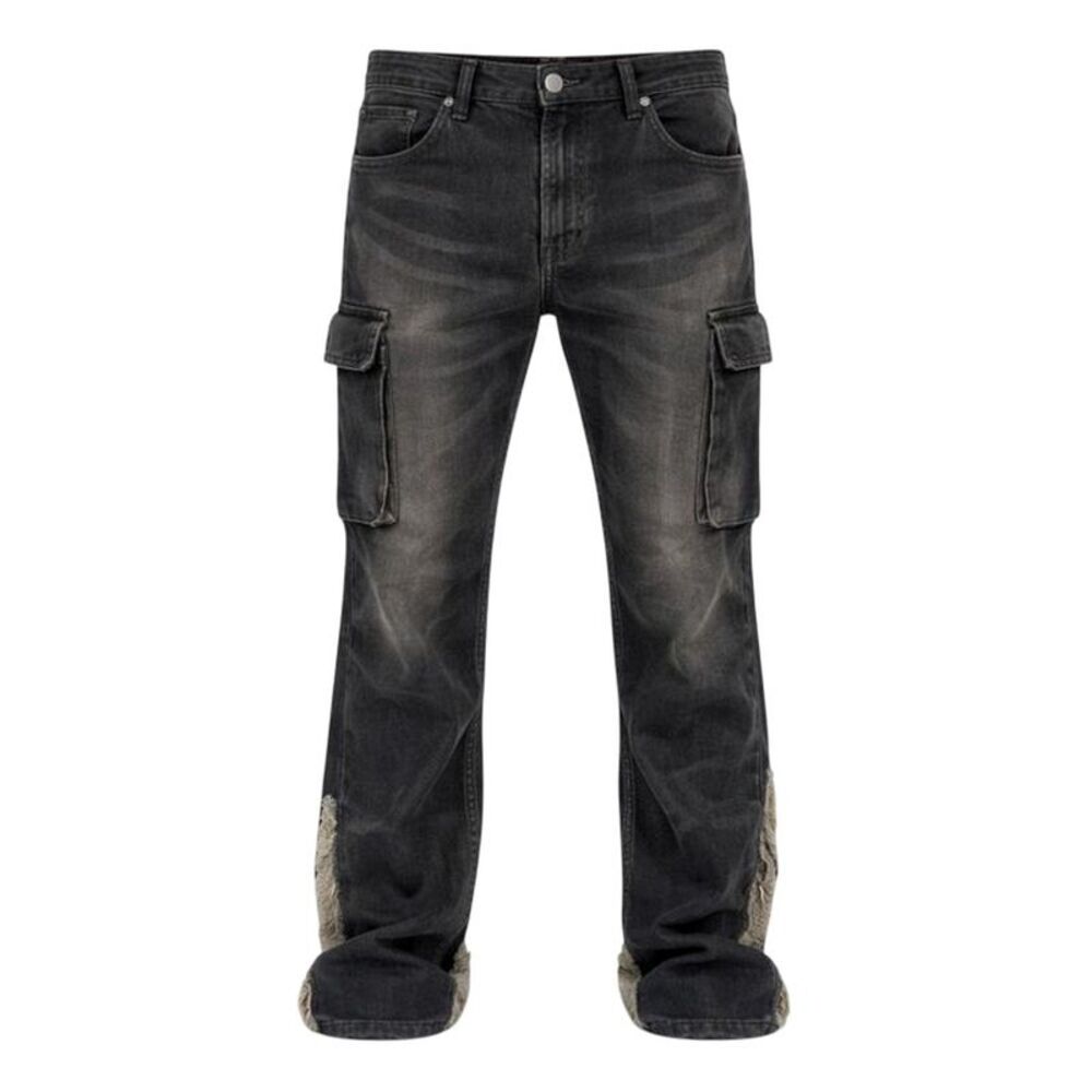 Firetrap Mens Denim Slim Cargo Jeans / Black Wash